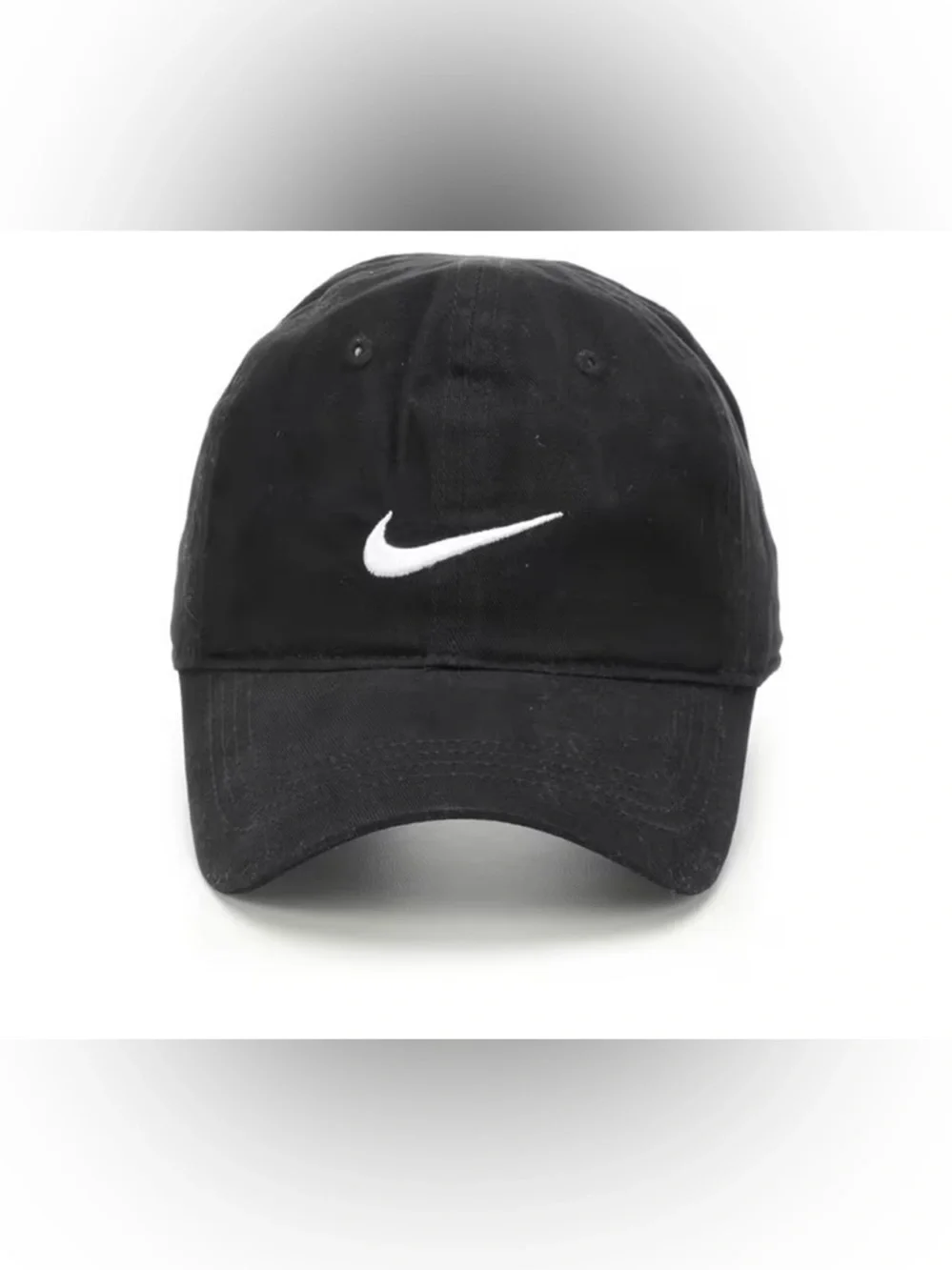 Nike Black Swoosh 100% Cotton Baseball Cap Boys Unisex Toddler Kids